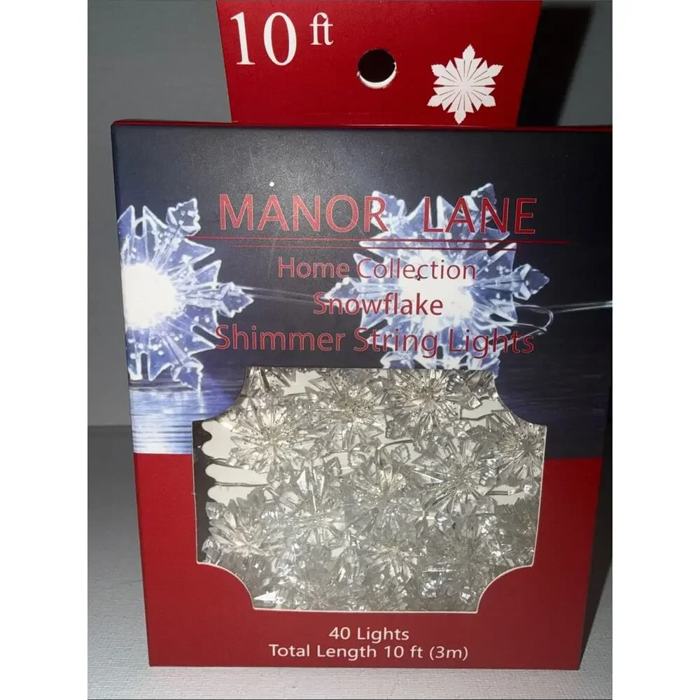 Snowflake Shimmer String Lights - Clear/White (10 ft)